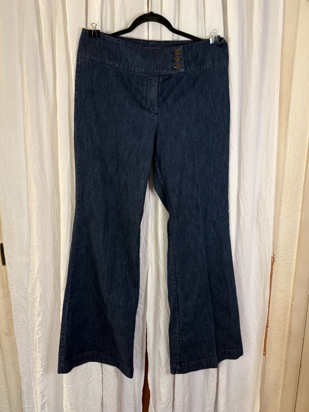 New York & Company Dark Blue Flare Trouser Jeans 14 Tall